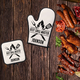 Bester Grillmeister Vater's Day Dad Ofenhandschuh & Topflappen-Set