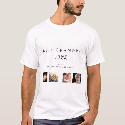 Bester Großvater-Foto-Collage T-Shirt (Vorderseite)