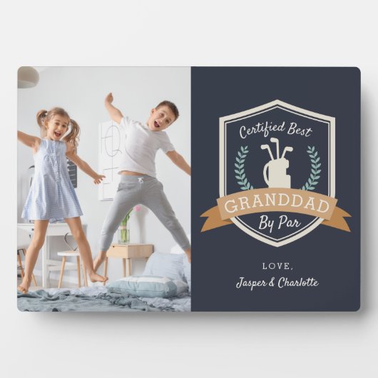 Bester Großvater nach Par | Golf Opa Foto Fotoplatte (Vorderseite)