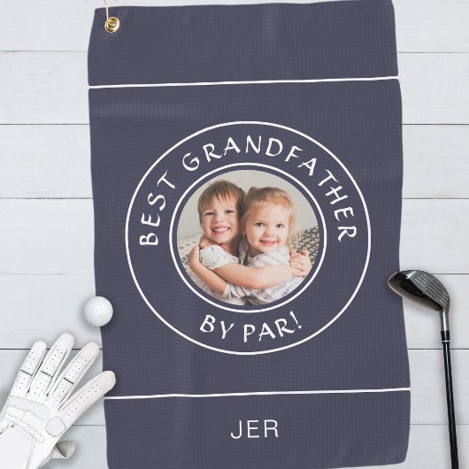 Bester Großvater von Par Golfer Foto Geschenk Blau Golfhandtuch
