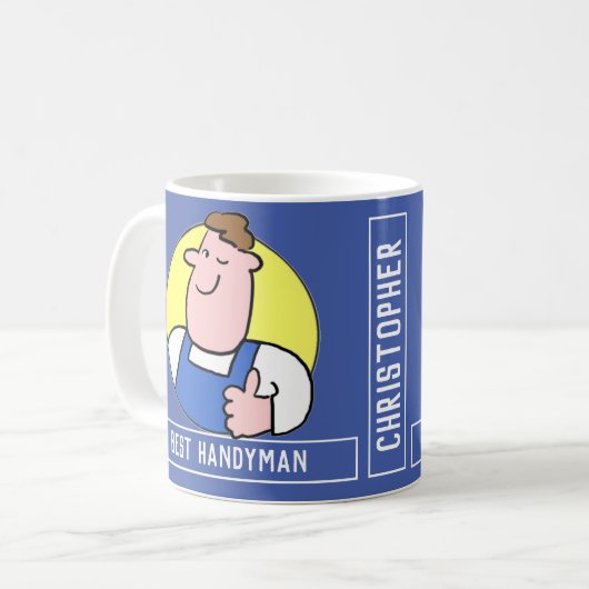 Bester Handyman Cartoon mit Ihrer Namensauswahl. Kaffeetasse (Vorderseite Links)
