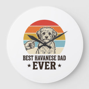 Bester Havanese-Vater Aller Zeiten Vintage-Hund-Sh Große Wanduhr