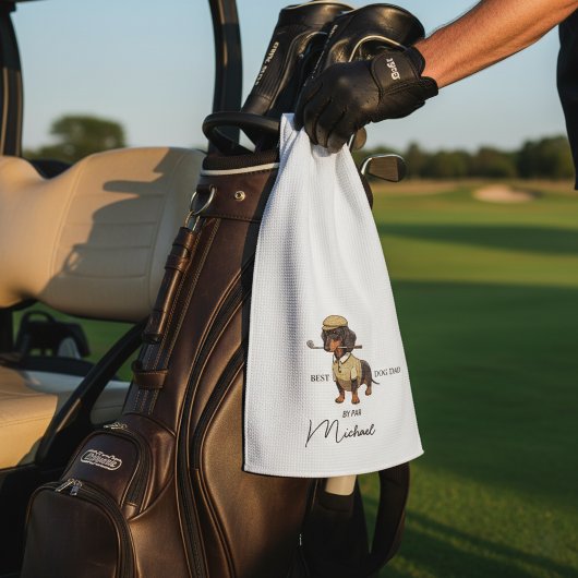 Bester Hund Dad Durch Par Dachshund Name Text Golf Golfhandtuch