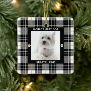 BESTER HUND DER WELT Schwarz Weiß Braun Kariert Keramikornament