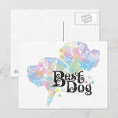 Bester Hund "farbig" Postkarte (Vorne/Hinten)