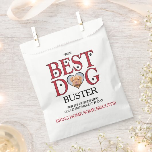 Bester Hund Hochzeitskekse mit Foto für Haustiere Geschenktütchen (Ausgeschnitten)