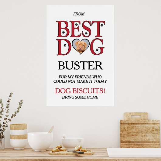 Bester Hund Hochzeitskuchen Bar mit Foto für Haust Poster (Küche)