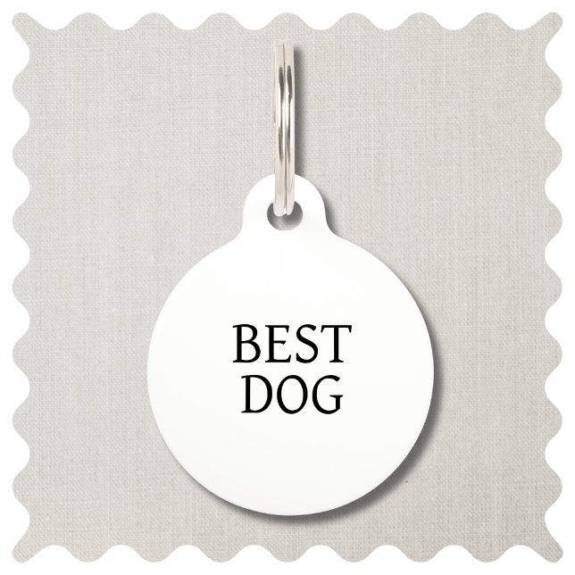 Bester Hund-ID-Tag Haustiermarke (Modern Best Dog Wedding Pet ID Tag in White & Black. )