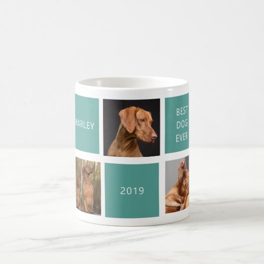 Bester Hund je Aquamarin Personalisiert 5 Foto Tas Kaffeetasse (Mittel)