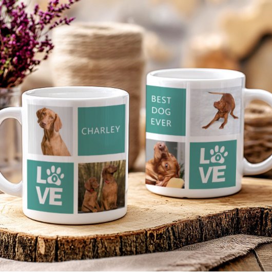 Bester Hund je Aquamarin Personalisiert 5 Foto Tas Kaffeetasse