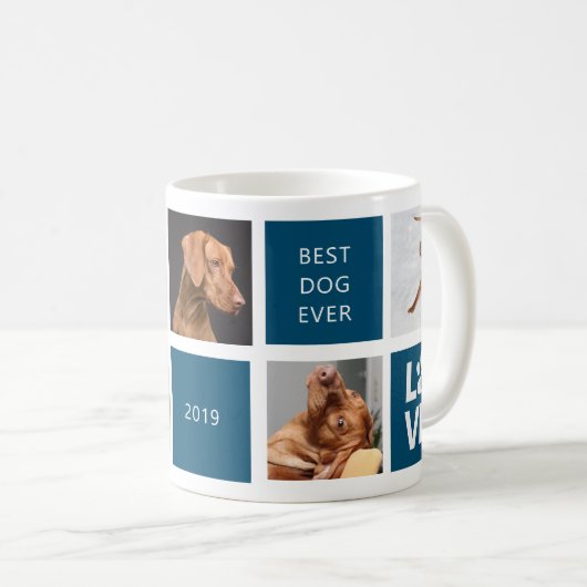 Bester Hund je dunkelblau Personalisiert 5 Foto Ta Kaffeetasse (VorderseiteRechts)