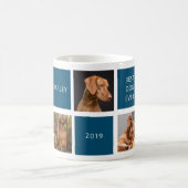 Bester Hund je dunkelblau Personalisiert 5 Foto Ta Kaffeetasse (Mittel)