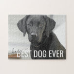 Bester Hund je Personalisierter Name Pet Foto Puzzle<br><div class="desc">Erstellen Sie ein Foto mit dem Foto Ihres Hundes und "Bester Hund je" Zitat mit dem Namen Ihres Welpen in einem eleganten Skript-Schriftart.</div>