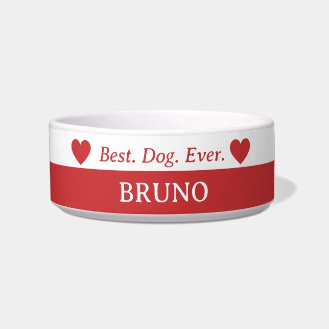 Bester Hund je Red White Keramik Dog Bowl Napf (Vorderseite)