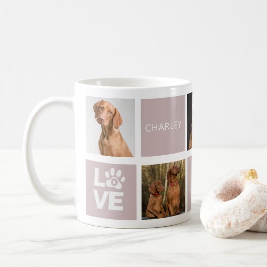 Bester Hund je Rosa Personalisiert 5 Foto Tasse (Mit Donut)