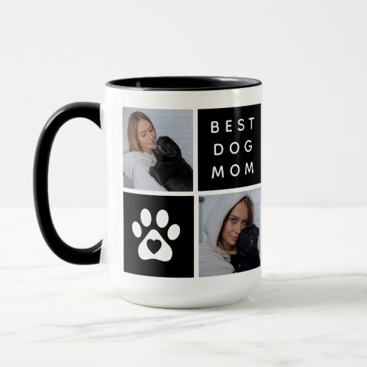 Bester Hund Mama 4 x Foto Collage Grid Tasse (Links)