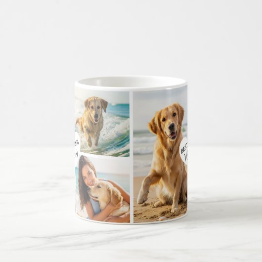 Bester Hund Mama 6 Foto Collage Herz Kaffeetasse (Mittel)