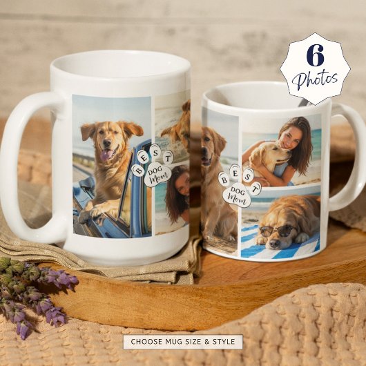 Bester Hund-Mama 6 Foto Collage Pawprint Kaffeetasse