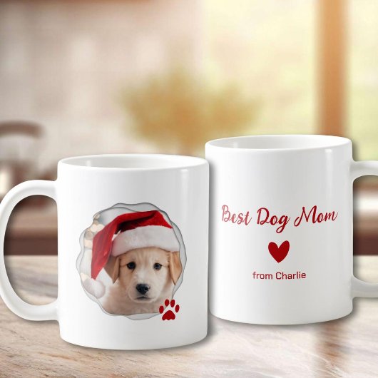 Bester Hund Mama Foto Red Paw Kaffeetasse