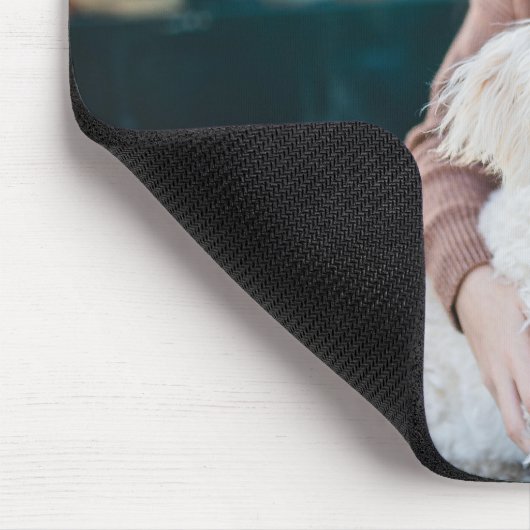Bester Hund Mama Foto Schwarzer Text Mousepad (Ecke)