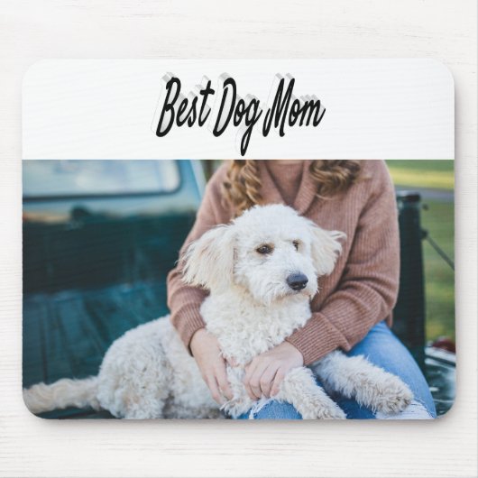 Bester Hund Mama Foto Schwarzer Text Mousepad (Vorne)