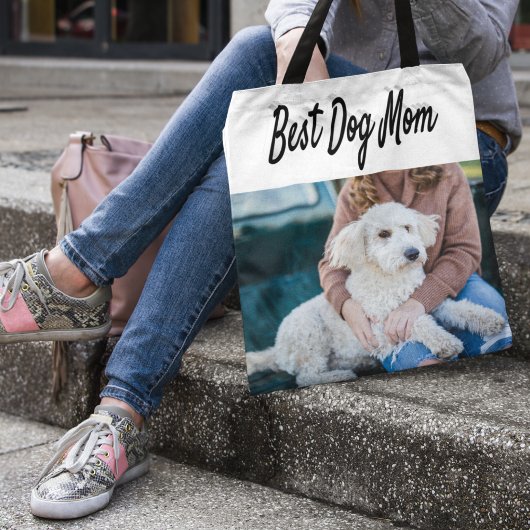 Bester Hund Mama Foto Schwarzer Text Tasche