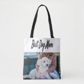 Bester Hund Mama Foto Schwarzer Text Tasche (Vorderseite)