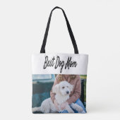 Bester Hund Mama Foto Schwarzer Text Tasche (Rückseite)