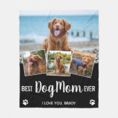 Bester Hund Mama Schwarz 4 FotoCollage Fleecedecke (Vorderseite)