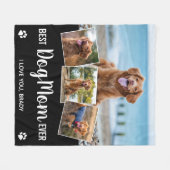 Bester Hund Mama Schwarz 4 FotoCollage Fleecedecke (Vorderseite (Horizontal))