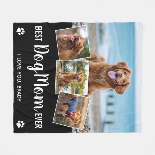 Bester Hund Mama Schwarz 4 FotoCollage Fleecedecke (Vorderseite (Horizontal))