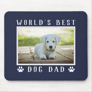 Bester Hund Papa der Welt Foto Pfotenabdrücke Navy Mousepad