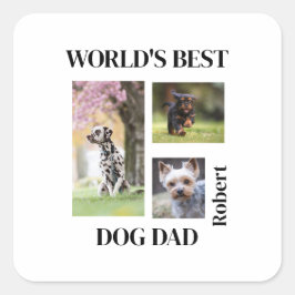 Bester Hund Papa der Welt - Personalisiertes Gesch Quadratischer Aufkleber