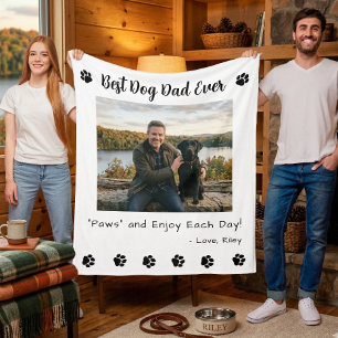 Bester Hund Papa Pfoten Haustier Weiß Foto Fleecedecke