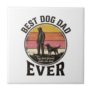 Bester Hund Papa Vintage-Sonnenuntergang Vektor-De Fliese
