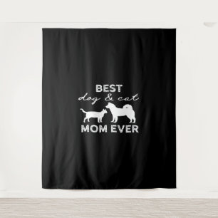 Bester Hund und Katze Mama Geschenk Niedlich Crazy Wandteppich