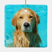 Bester Hund Vater 2 Foto Name Keramikornament (Rückseite)