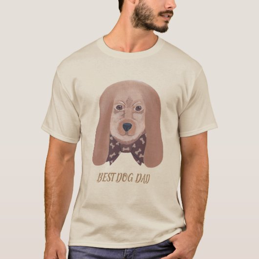 Bester Hund Vater, braune Ohren mit Bogen-Krawatte T-Shirt (Vorderseite)