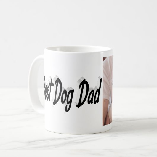 Bester Hund Vater Foto Schwarzer Text Kaffeetasse (Vorderseite Links)