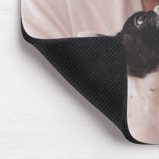 Bester Hund Vater Foto Schwarzer Text Mousepad (Ecke)