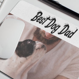 Bester Hund Vater Foto Schwarzer Text Mousepad
