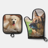 Bester Hund-Vater je Foto Ofenhandschuh & Topflappen-Set (Vorderseite)
