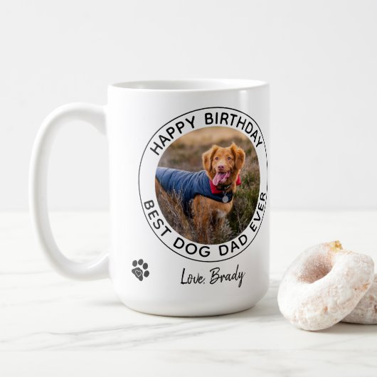 Bester Hund Vater je - Happy Birthday Pet Foto Kaffeetasse (Mit Donut)