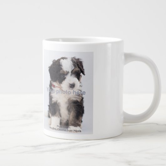 Bester Hund-Vater je, Paw Print & Denim, Foto Jumbo-Tasse (Rechts)