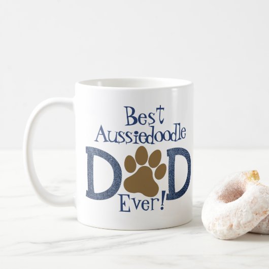 Bester Hund-Vater je, Paw Print & Denim, Foto Kaffeetasse (Mit Donut)