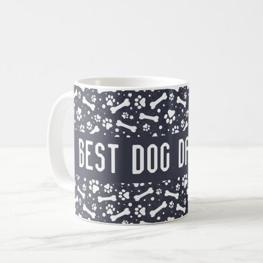 Bester Hund-Vater je Paw Print Kaffeetasse (Vorderseite Links)