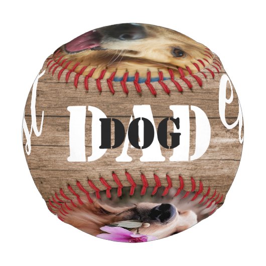 Bester Hund Vater je Vater's Day 3   FotoCollage Baseball (Rückseite)
