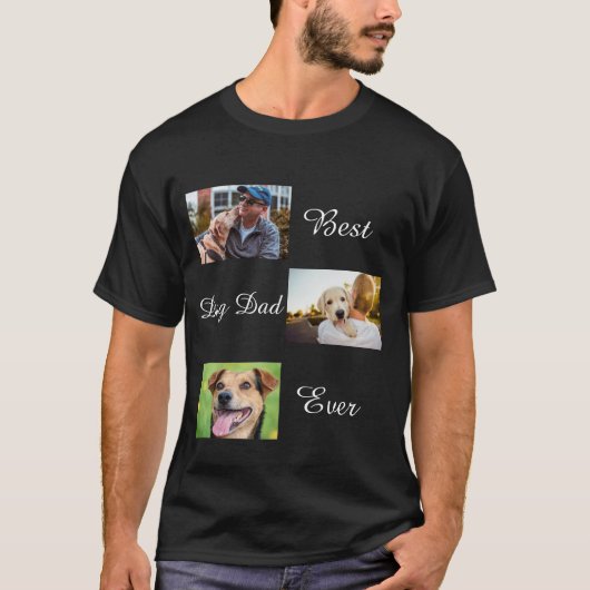 Bester Hund Vater je Vatertag 3 FotoCollage  T-Shirt (Vorderseite)