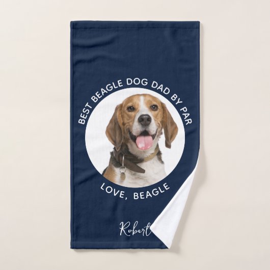 Bester Hund Vater nach Fertig Haustier Beagle Foto Handtuch (Handtuch)