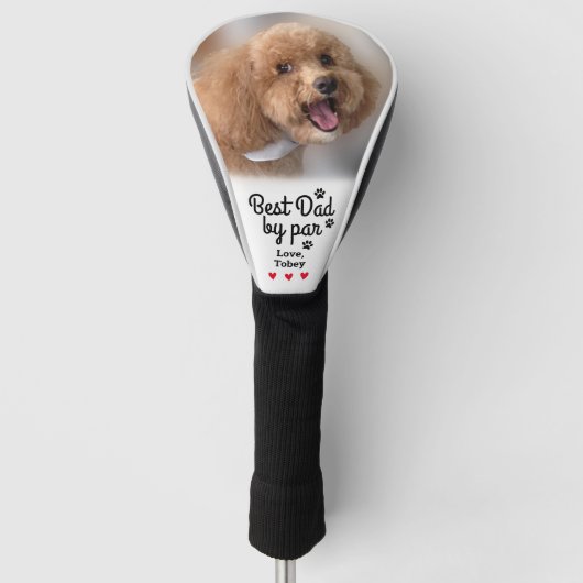 Bester Hund-Vater nach Par-Foto-Name Paw Print Cre Golf Headcover (Vorderseite)